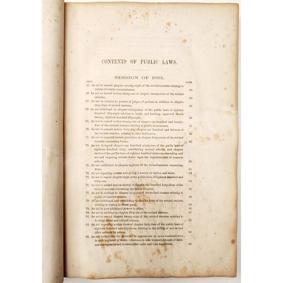 1862 Acts & Resolves State Of Maine 1st Edition 41st Legislature Public Law F5 - Picture 4 of 6